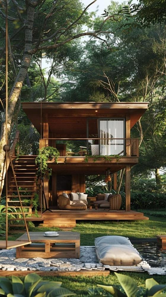 12 Desain Rumah Kayu Modern Mewah yang Elegan