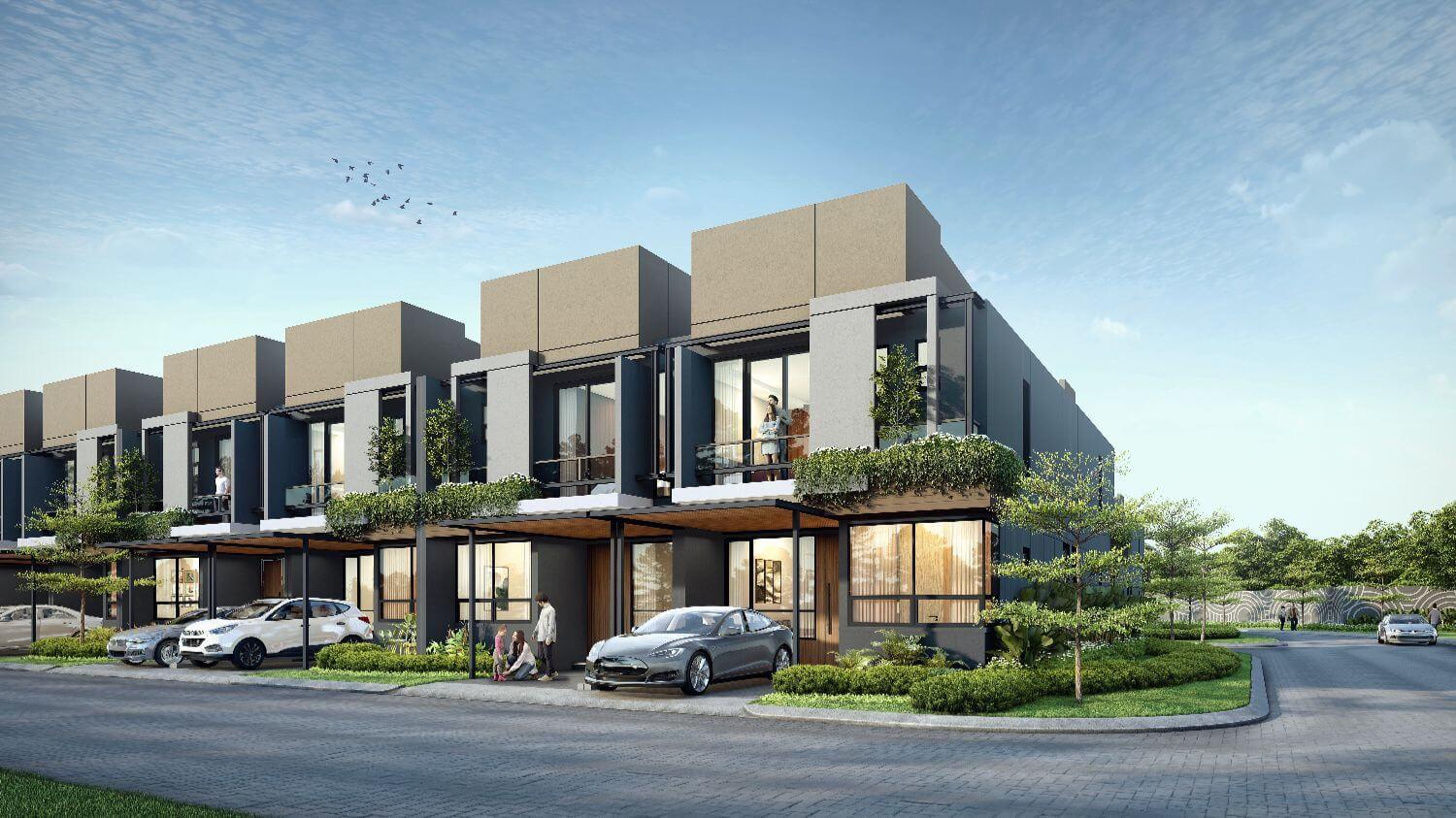 rumah desain industrial tropical bsd, cluster elaia serpong