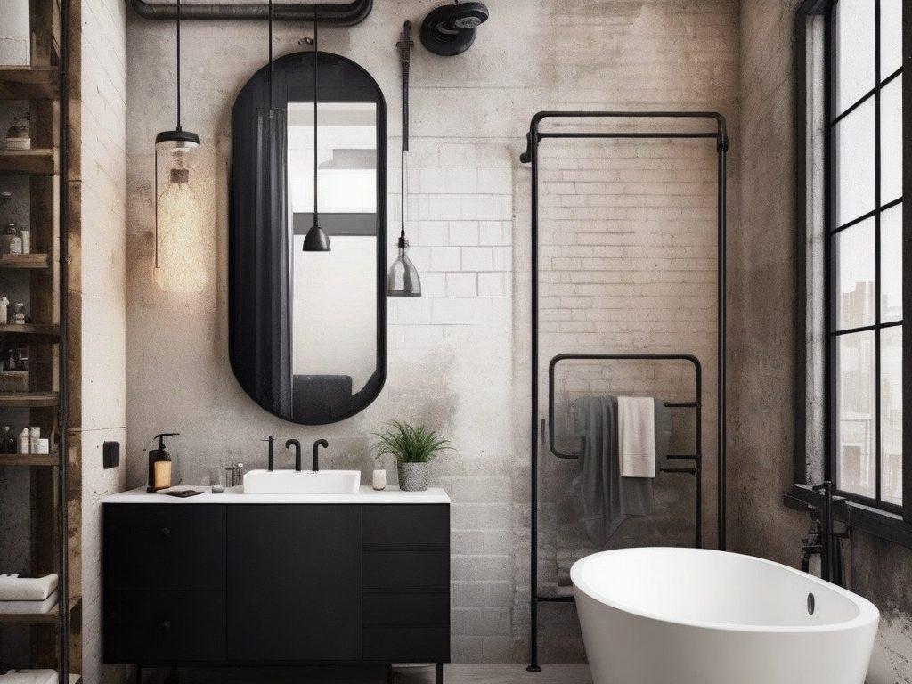 konsep industrial, desain kamar mandi industrial, desain industrial